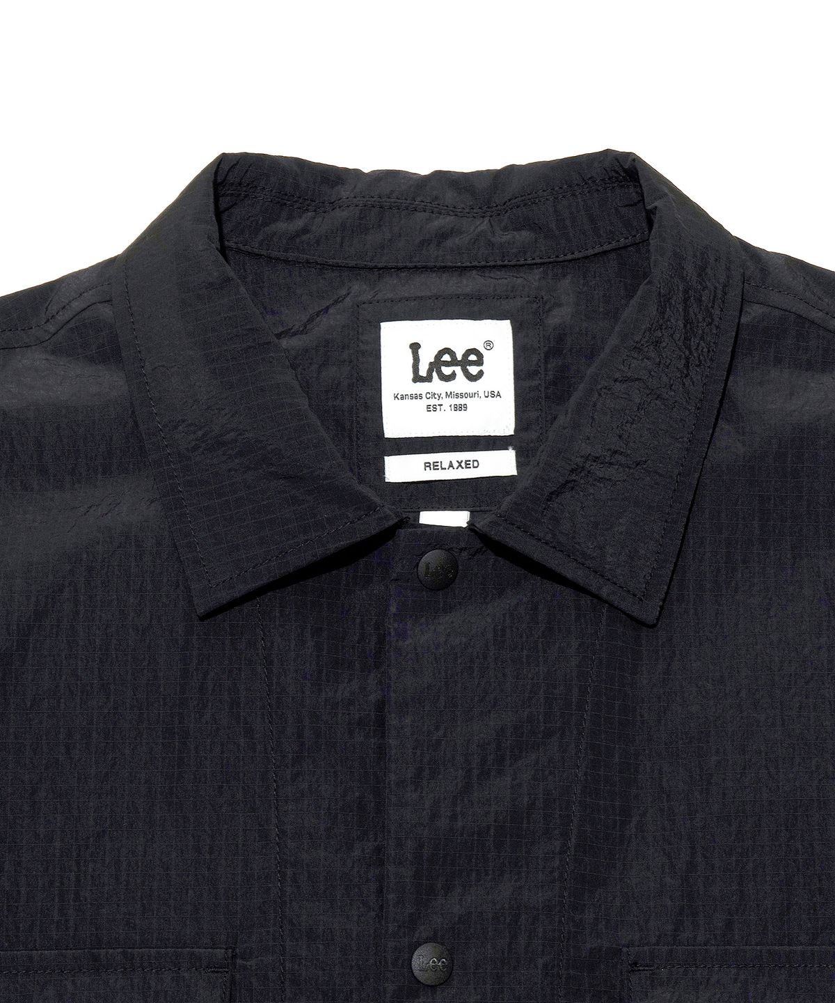 리(LEE) 투포켓 나일론 반팔 셔츠 블랙
