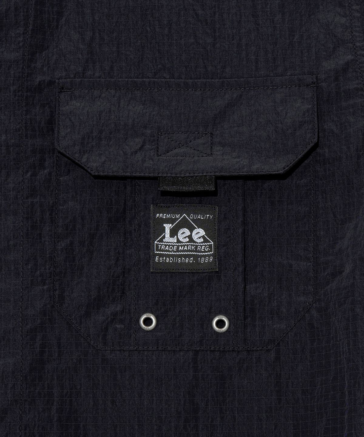 리(LEE) 투포켓 나일론 반팔 셔츠 블랙