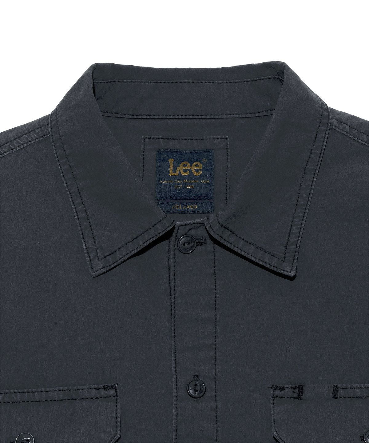 리(LEE) 투포켓 다잉 반팔 셔츠 챠콜