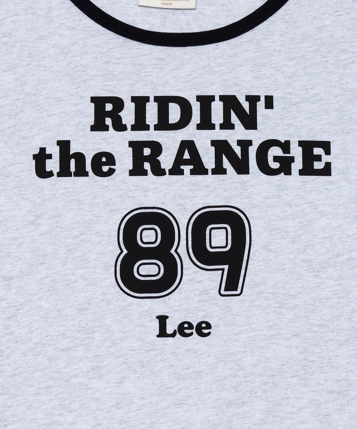 리(LEE) 우먼 그래픽 링거 크롭 티셔츠 라이트그레이