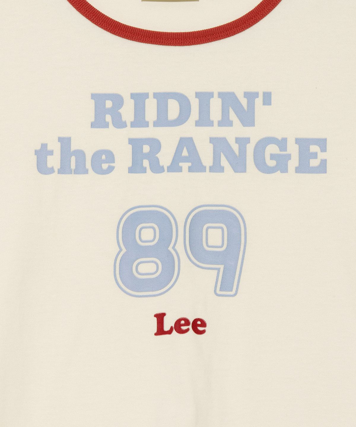 리(LEE) 우먼 그래픽 링거 크롭 티셔츠 크림