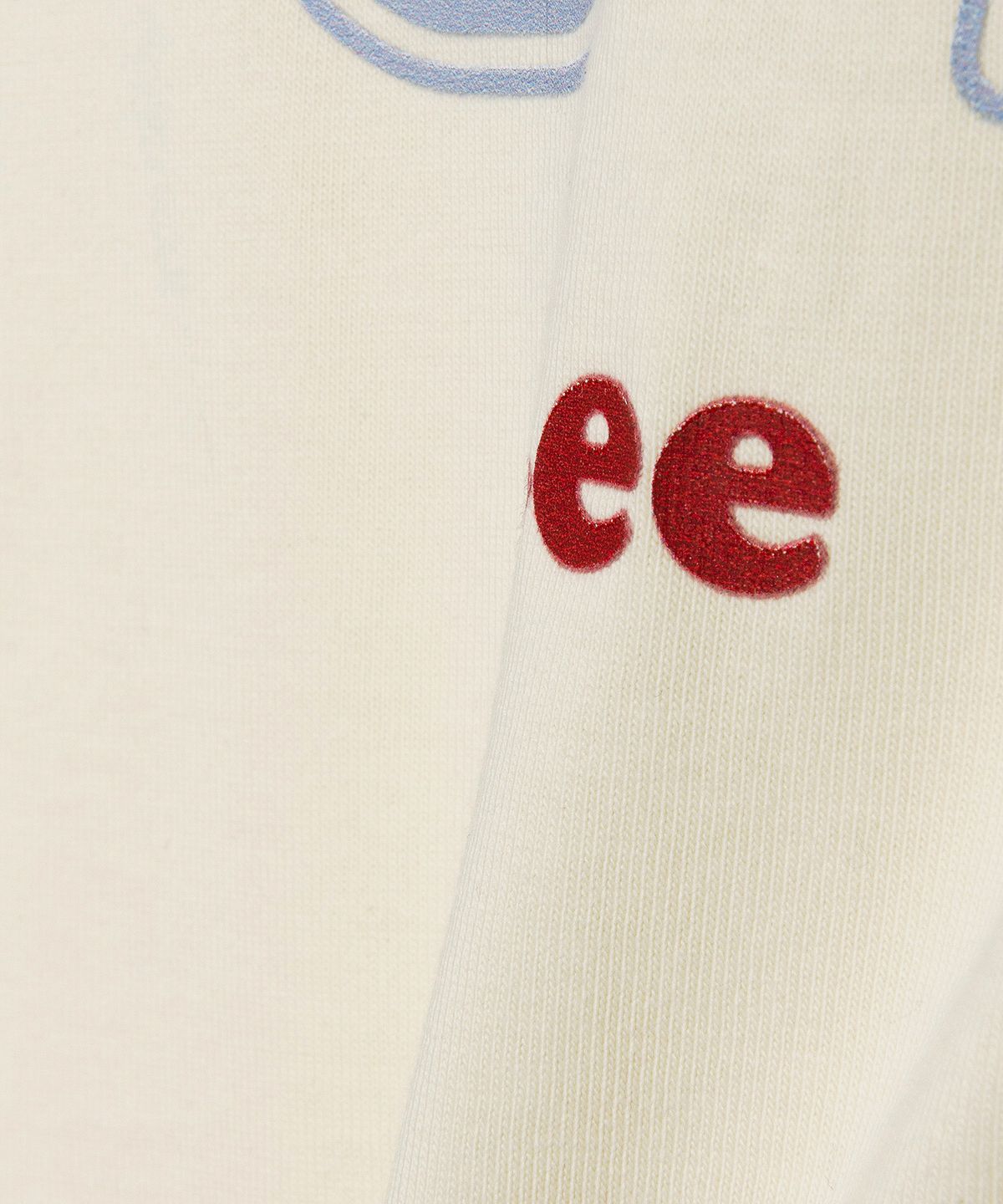 리(LEE) 우먼 그래픽 링거 크롭 티셔츠 크림