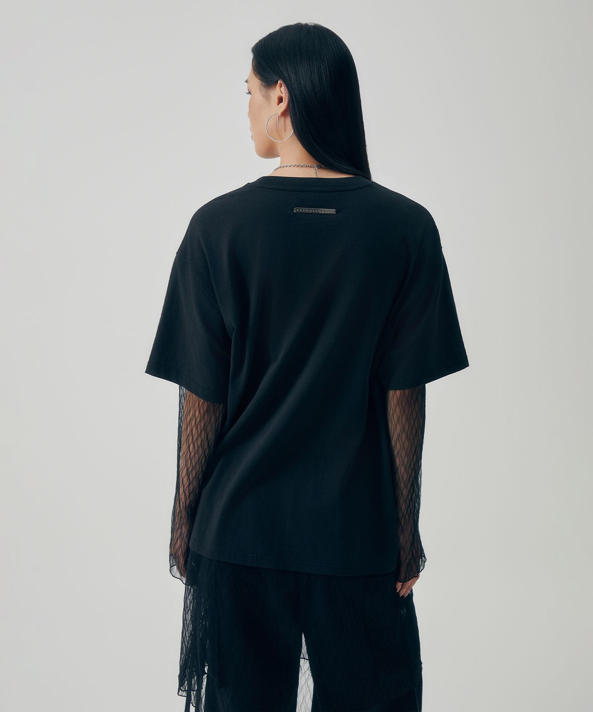 트리밍버드(TREEMINGBIRD) Layered Lace Long Sleeves [ Black ]