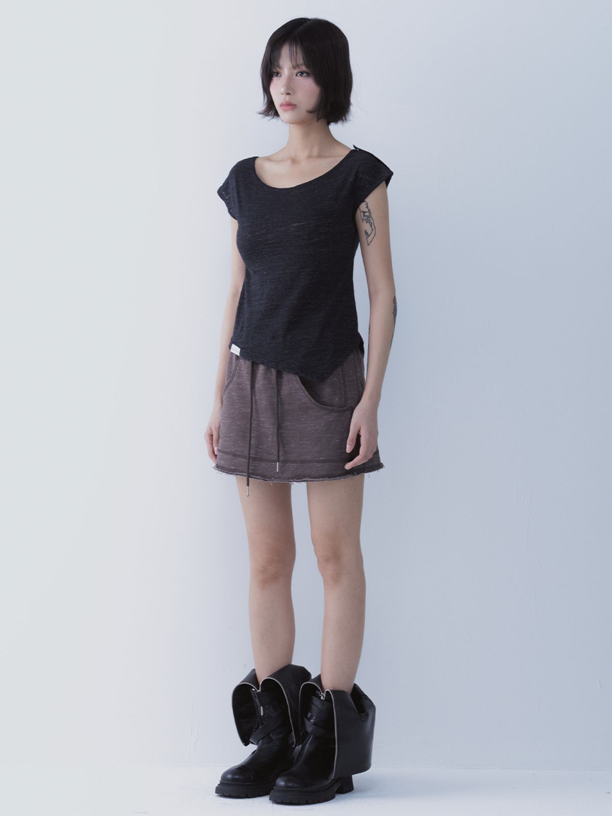 쎄쎄쎄(SETSETSET) HAZE SKIRT PANTS BROWN
