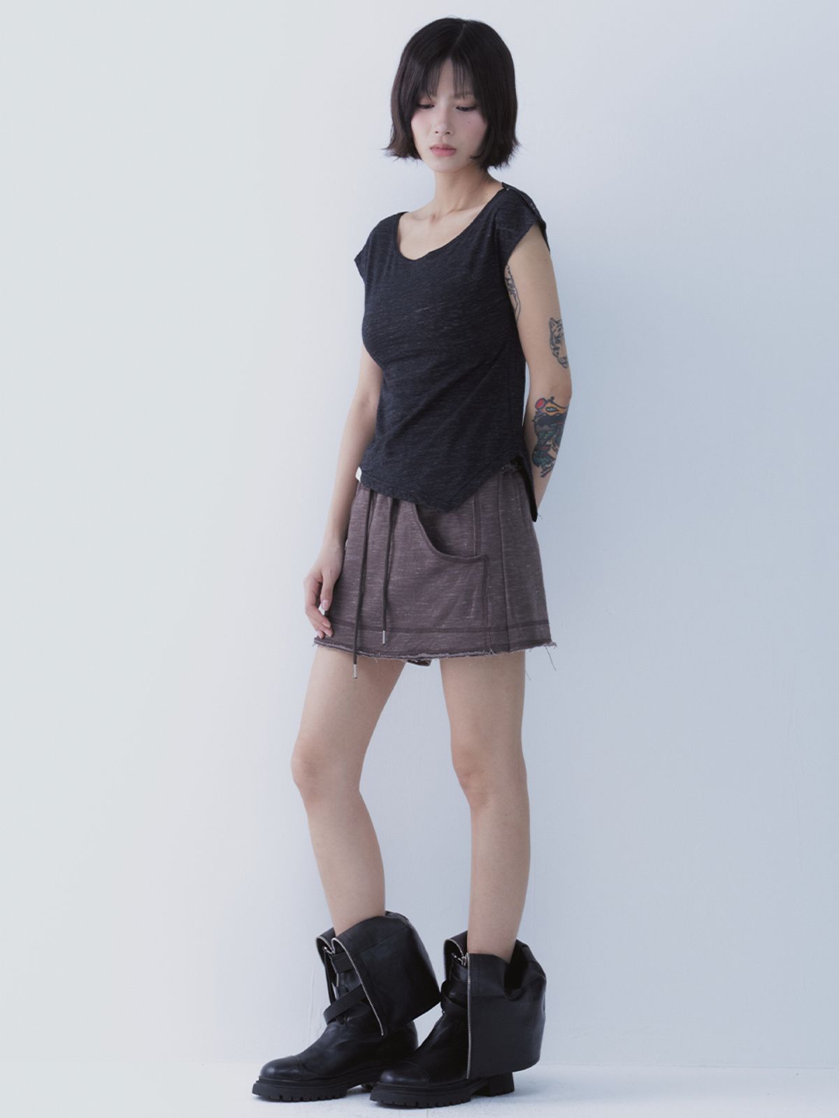쎄쎄쎄(SETSETSET) HAZE SKIRT PANTS BROWN