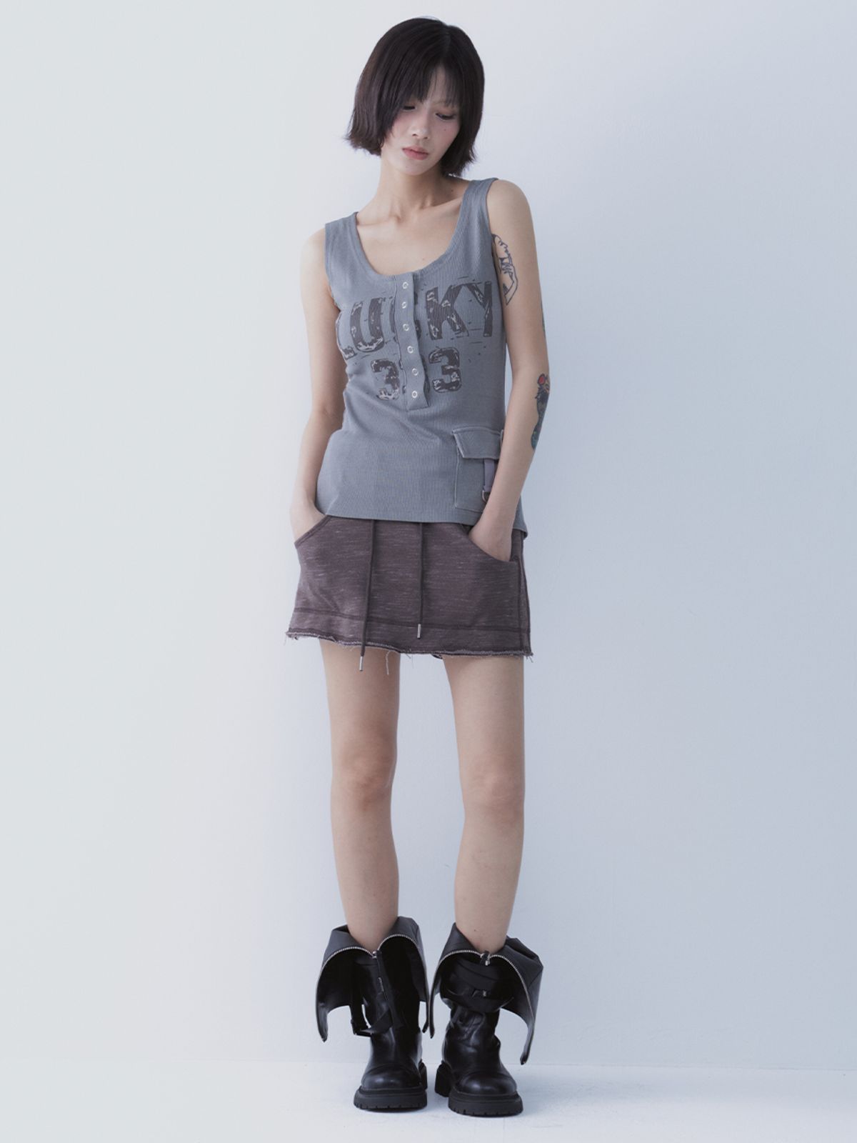 쎄쎄쎄(SETSETSET) HAZE SKIRT PANTS BROWN