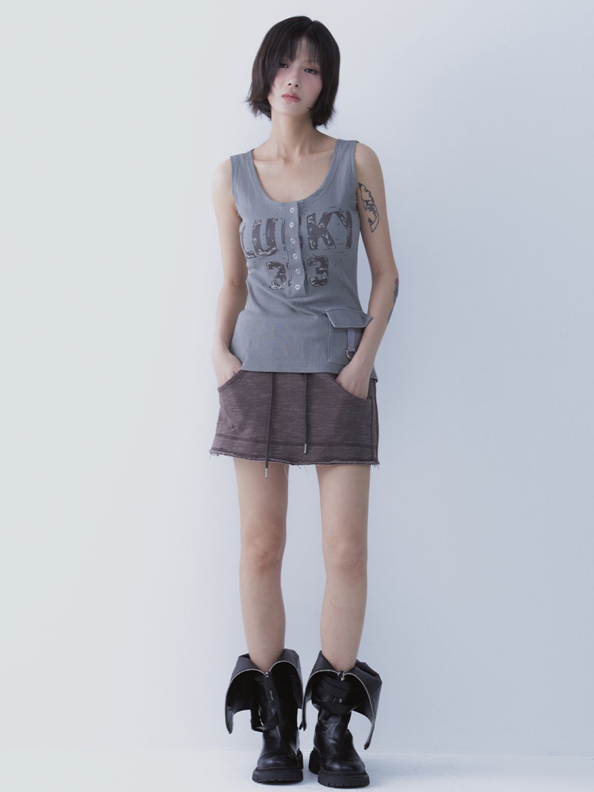 쎄쎄쎄(SETSETSET) HAZE SKIRT PANTS BROWN