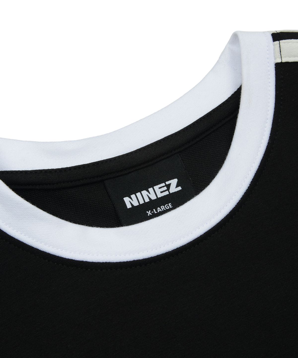나인제트(NINEZ) 사이드 테잎 헤비메쉬 머슬핏 티셔츠 (블랙) 25TS09
