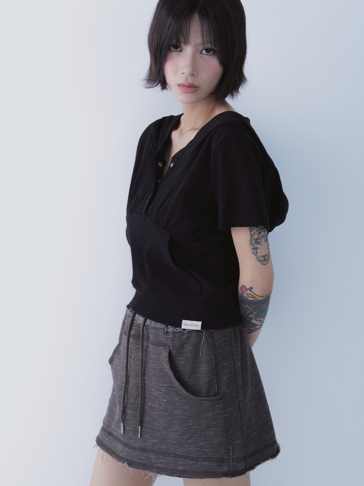 쎄쎄쎄(SETSETSET) HAZE SKIRT PANTS KHAKI