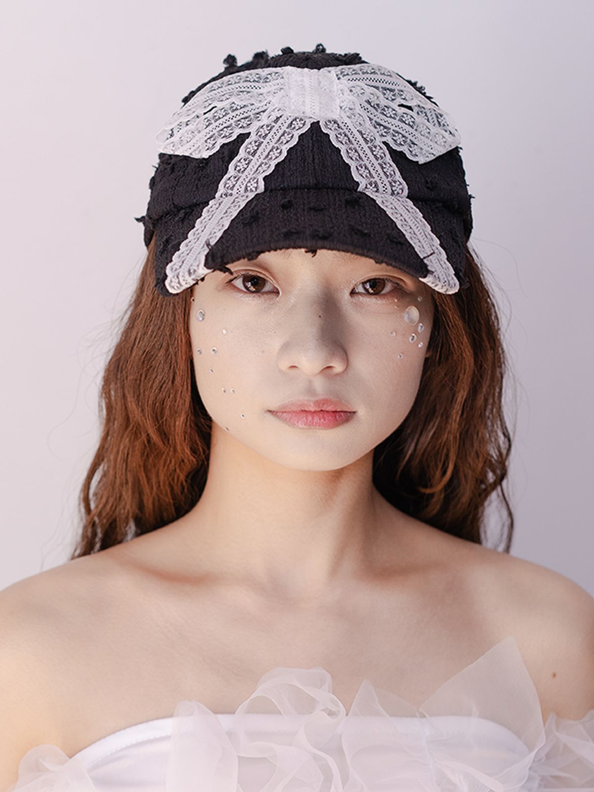 포에지담(POESIEDAME) BOW CAP IN LACE BLACK