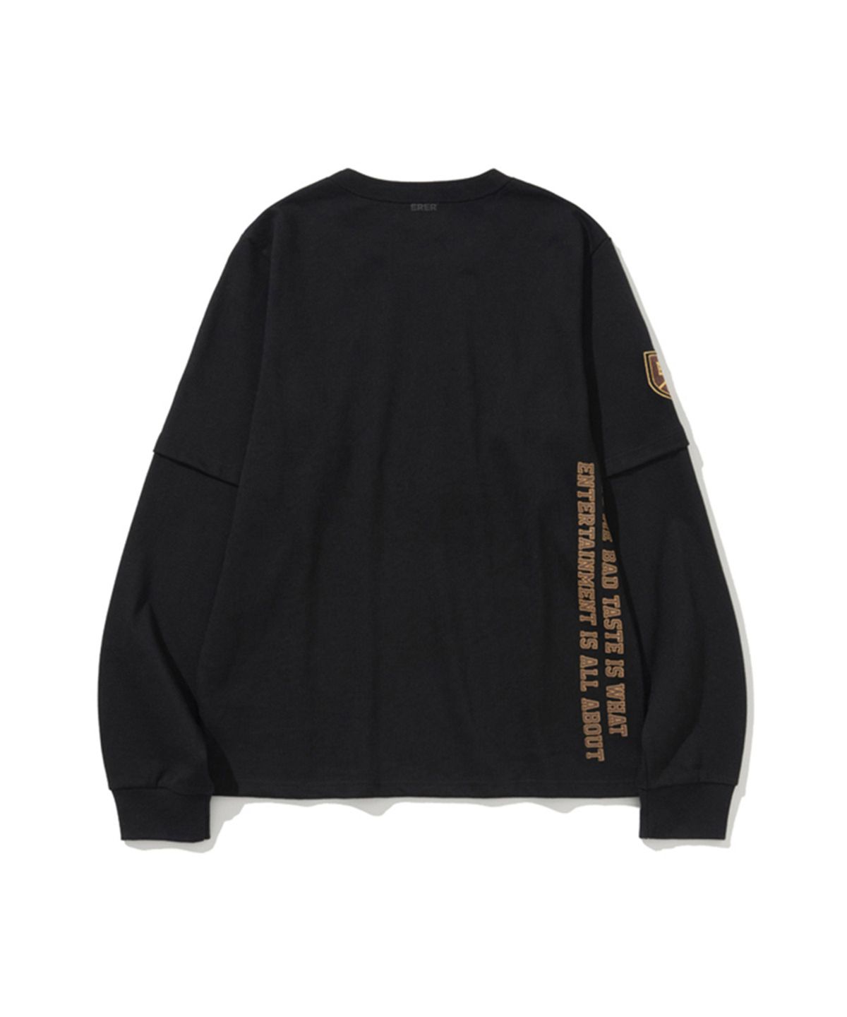 에르에르(ERER) Patch Layered Long Sleeve T-Shirt Black