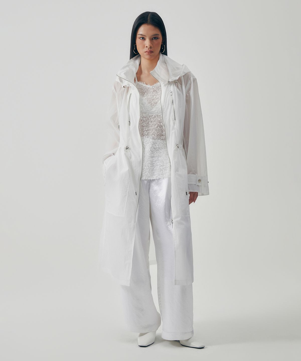 트리밍버드(TREEMINGBIRD) Drift Wind Rain Coat [ White ]