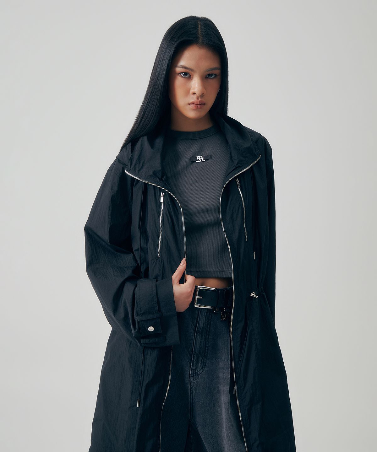 트리밍버드(TREEMINGBIRD) Drift Wind Rain Coat [ Black ]