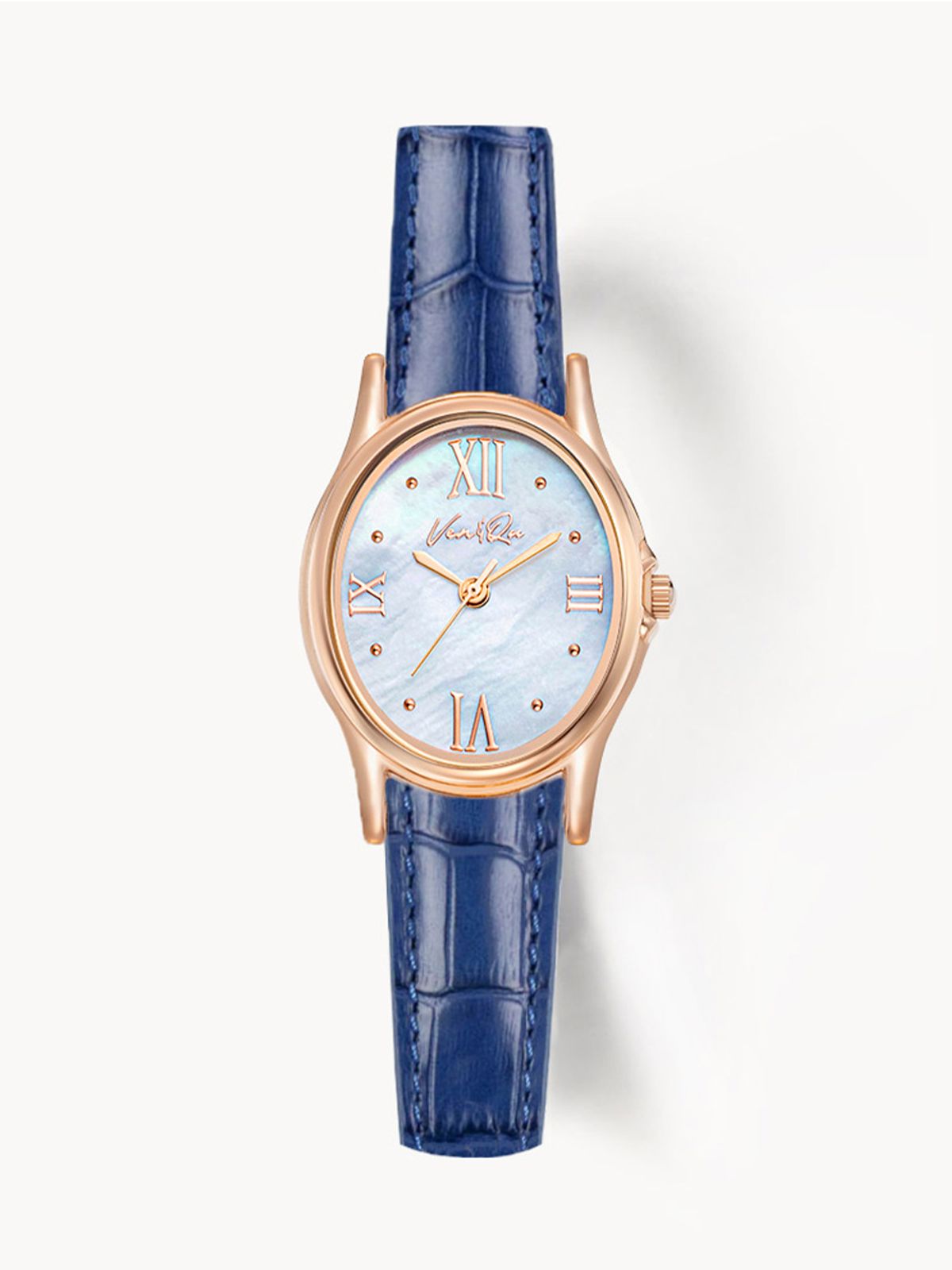벤앤쿠(VENANDQU) Gem-Rosegold/Opal (Cobalt Navy leather)