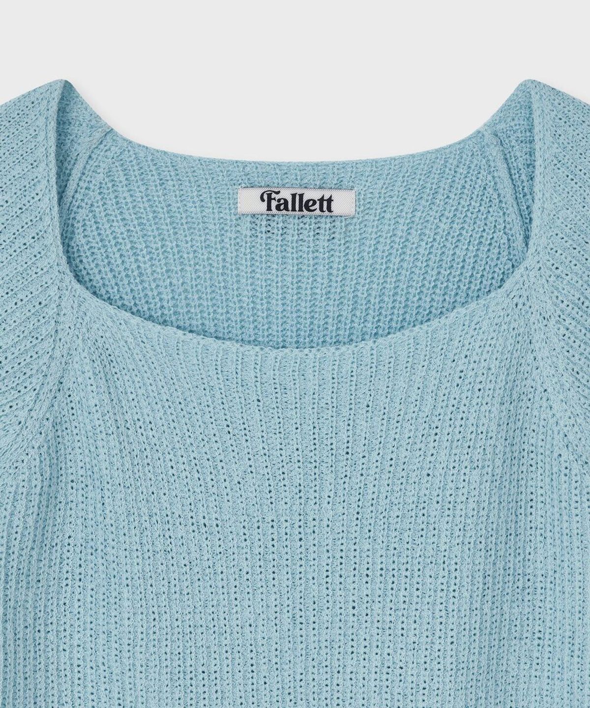 팔렛(FALLETT) 스퀘어넥 타이 니트 스카이 블루