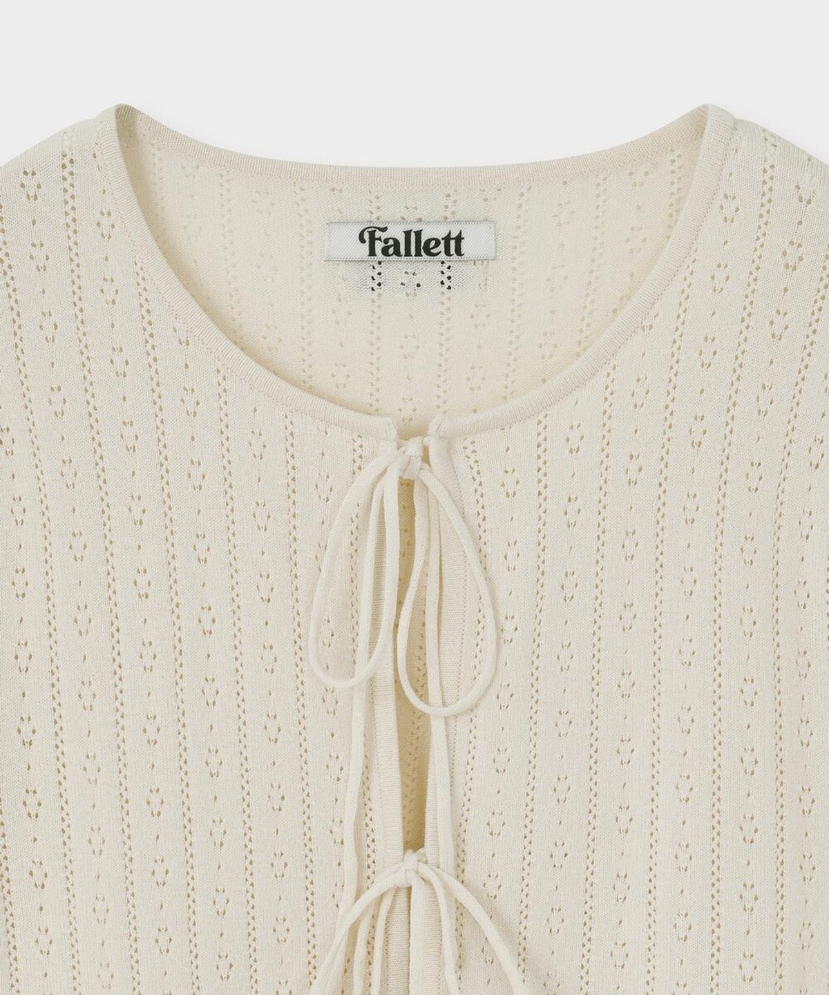 팔렛(FALLETT) 리본 반팔 가디건 아이보리