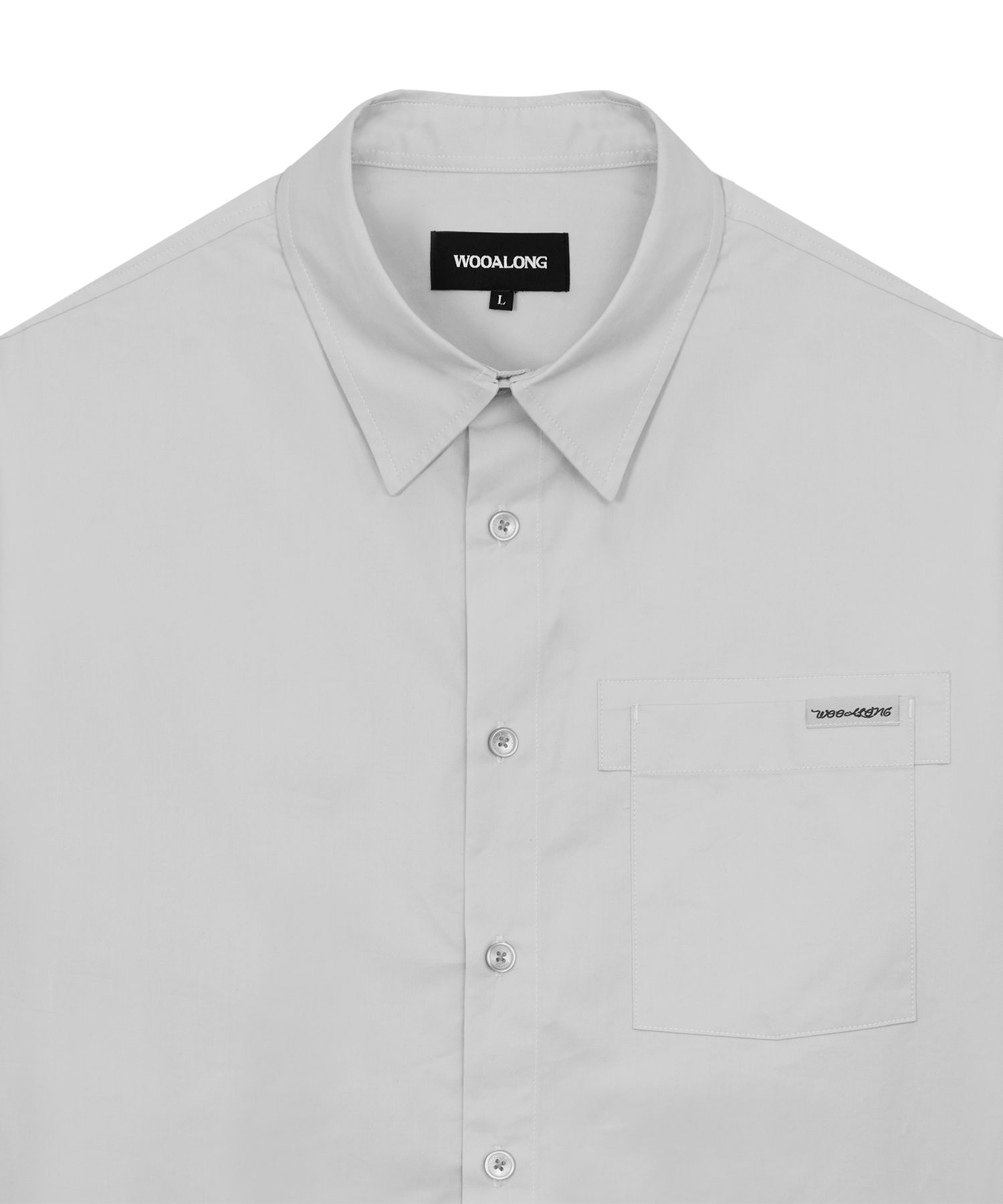 MUSINSA | WOOALONG Out-Pocket Plush Basic Shirt - LIGHT GREY