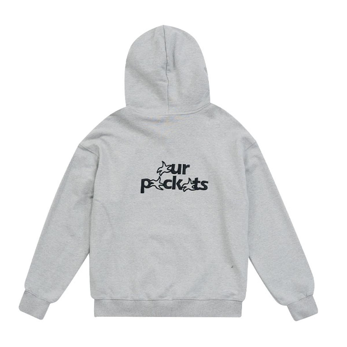 아워포켓츠(OURPOCKETS) 아워포켓츠 시그니처 로고 스웻 후디(그레이)