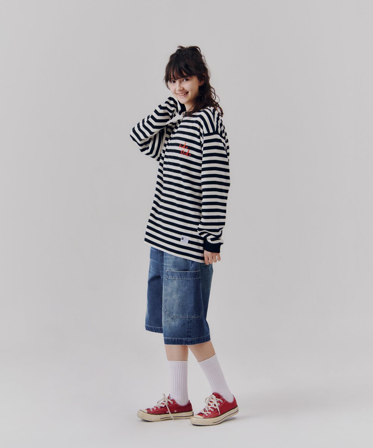 피도디도(FIDO DIDO) Cat Brush Washed Bermuda Pants Mid Washed