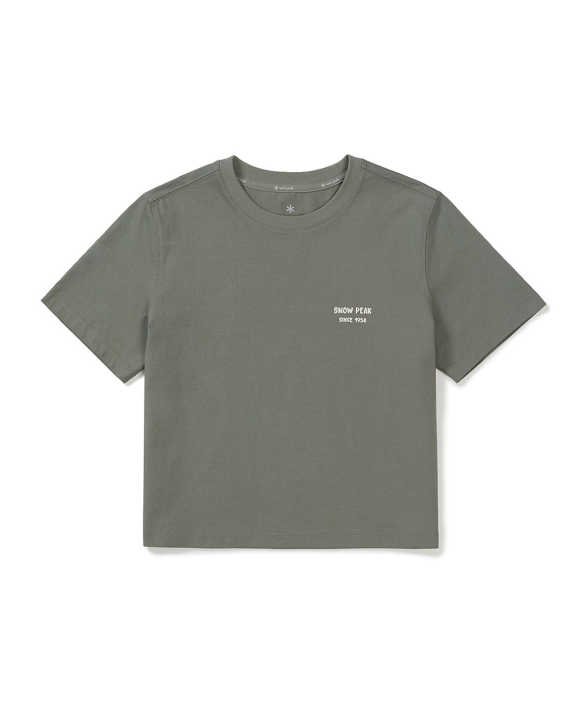 스노우피크 어패럴(SNOWPEAK APPAREL) 코튼 여성 크롭 반팔 티셔츠 (S25MWFTS65) Light Khaki