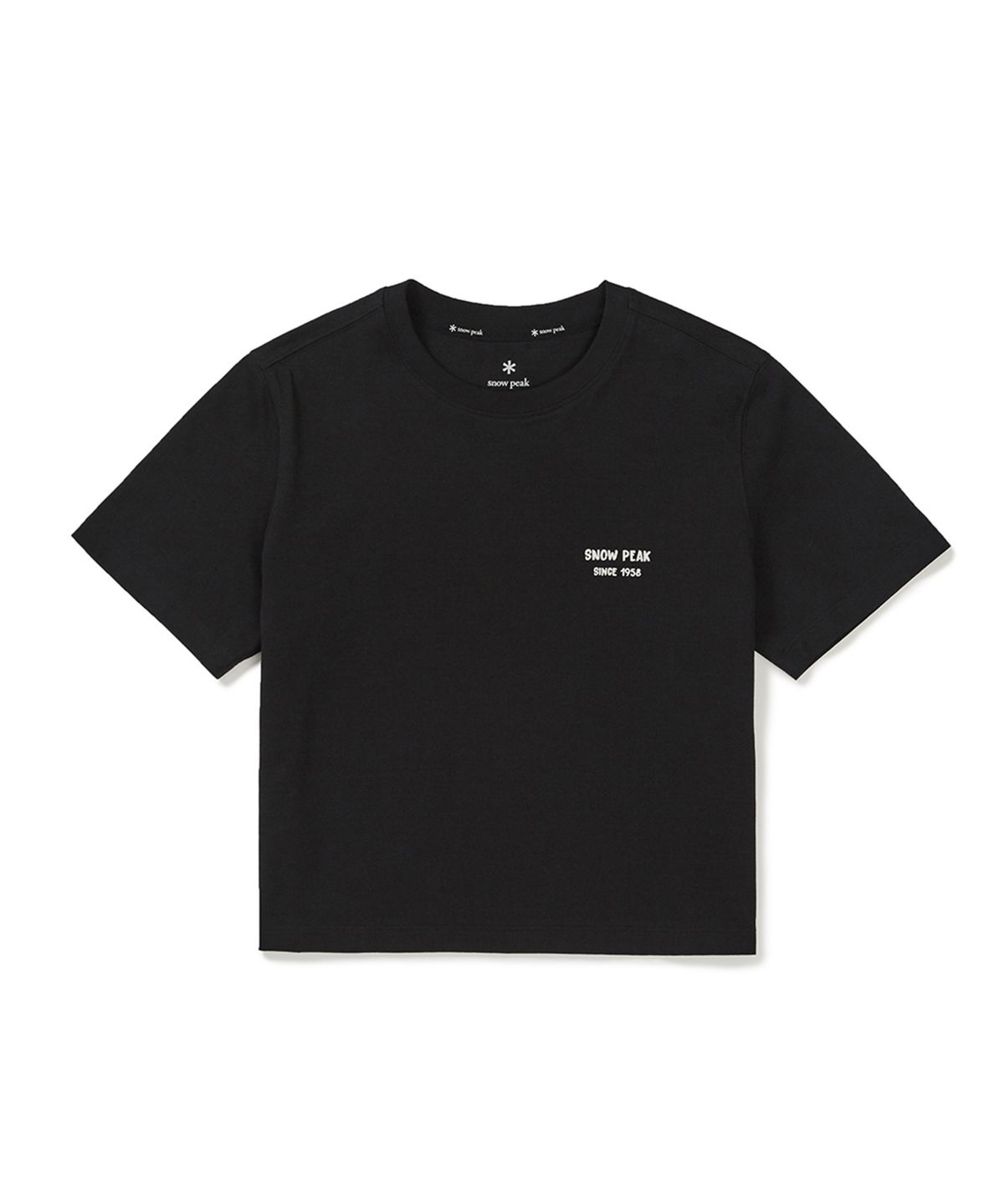 스노우피크 어패럴(SNOWPEAK APPAREL) 코튼 여성 크롭 반팔 티셔츠 (S25MWFTS65) Black