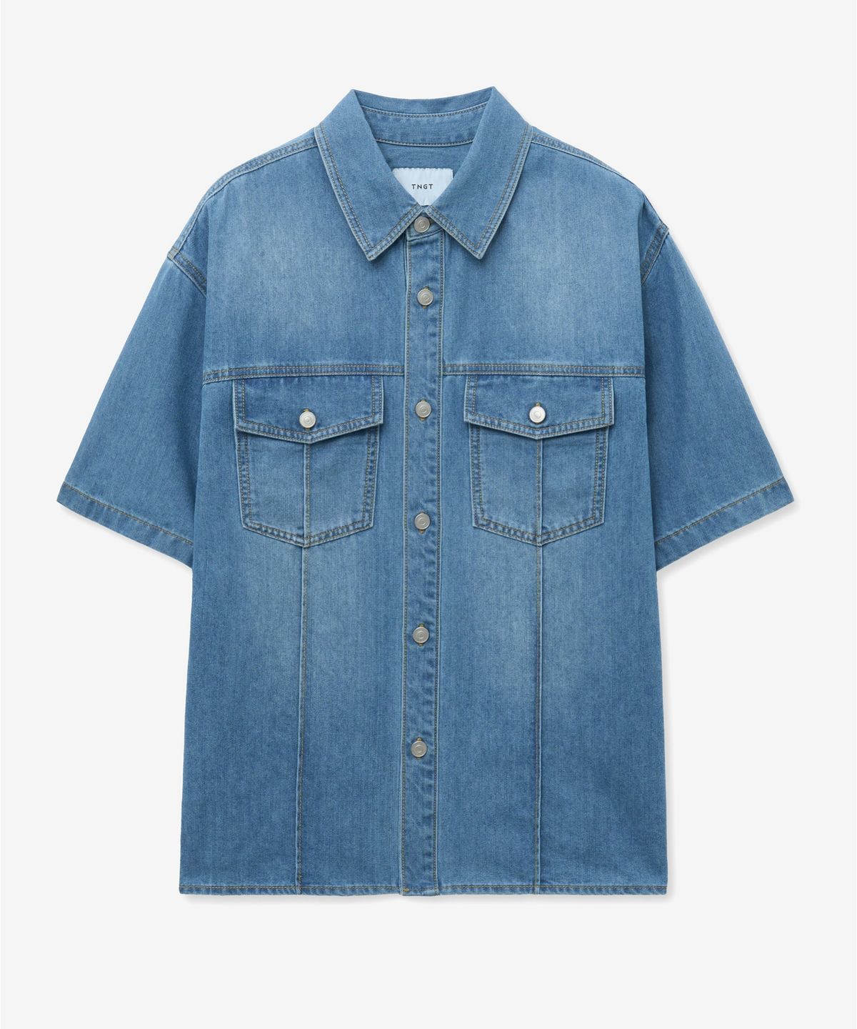 티엔지티(TNGT) Denim Half Shirt (Light Blue) TNSH5E201B2