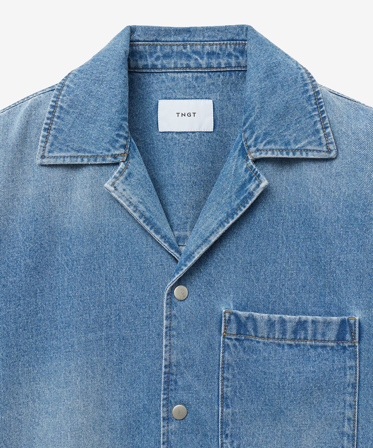 티엔지티(TNGT) Vintage Denim Over Shirt (Washed Blue) TNSH5E204B2