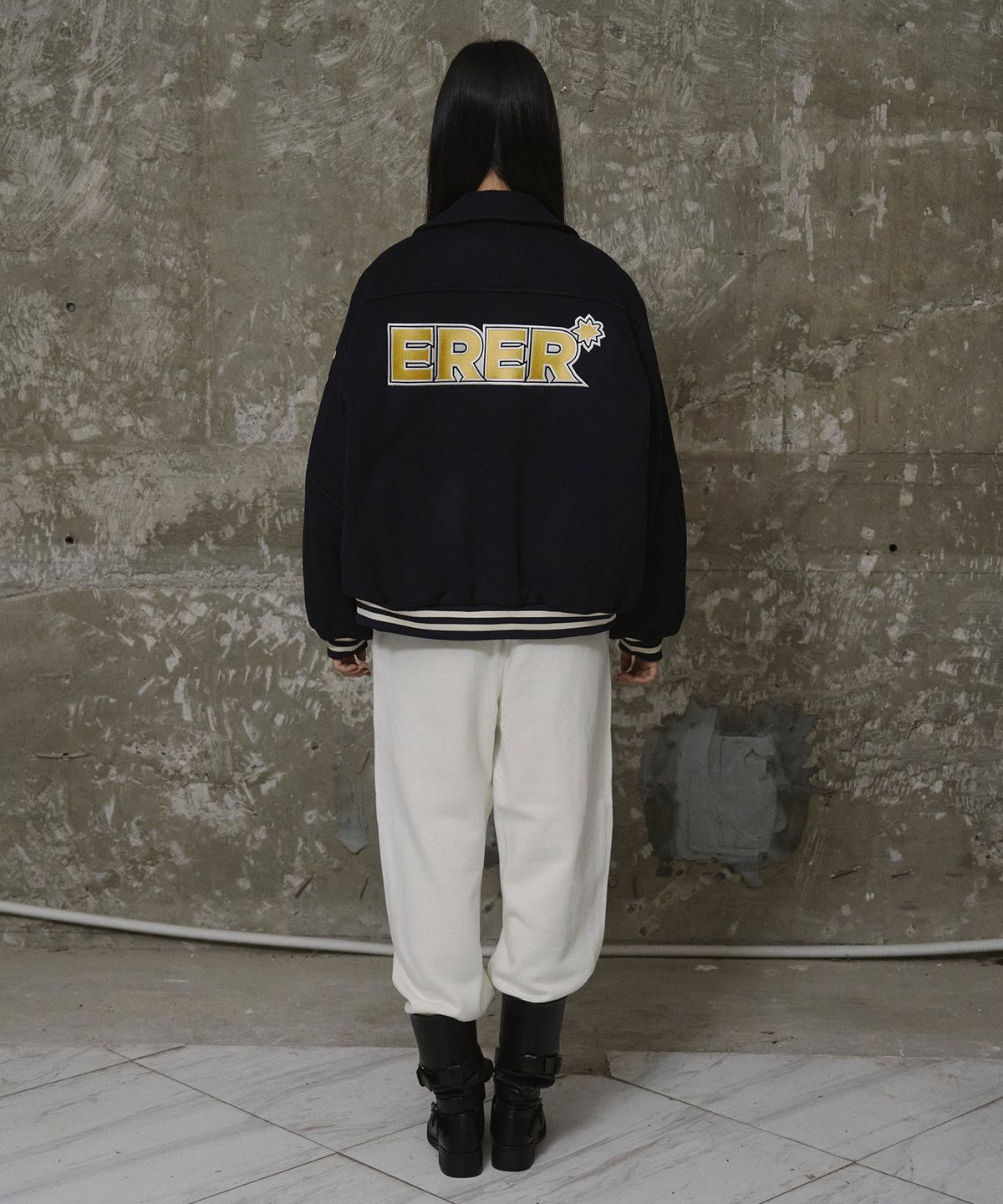 에르에르(ERER) Nautical Varsity Jacket Navy