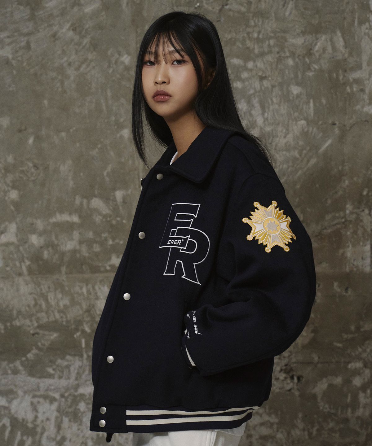 에르에르(ERER) Nautical Varsity Jacket Navy