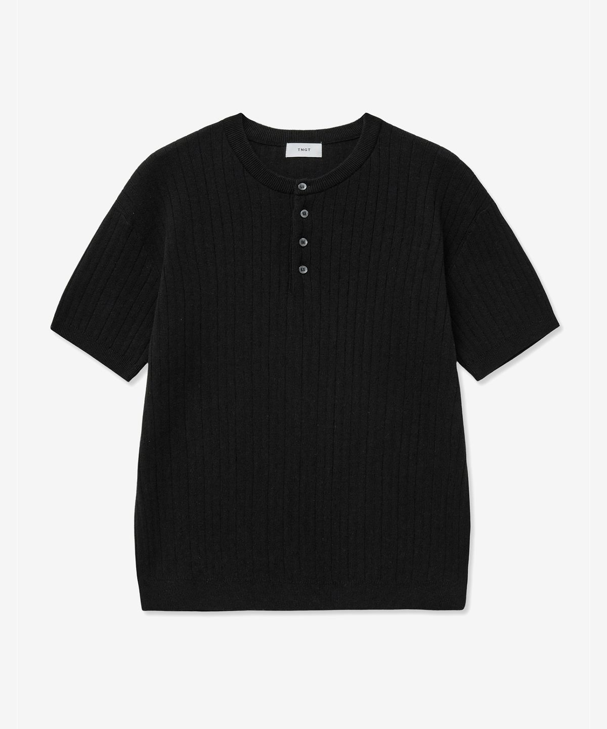티엔지티(TNGT) Compact Henley Neck Knit Top (Black) TNSW5E201BK