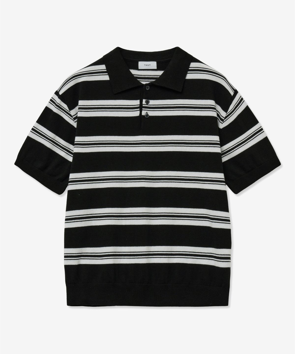 티엔지티(TNGT) Stripe Polo Knit Top (Black) TNSW5E202BK