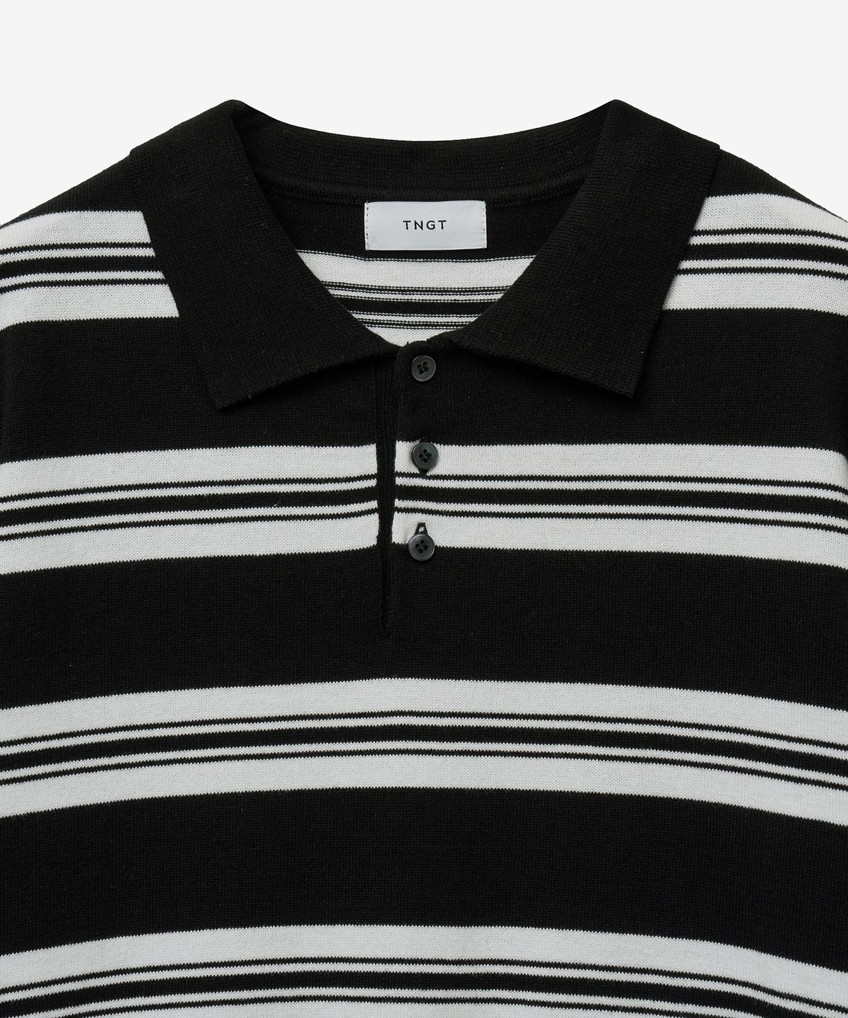 티엔지티(TNGT) Stripe Polo Knit Top (Black) TNSW5E202BK