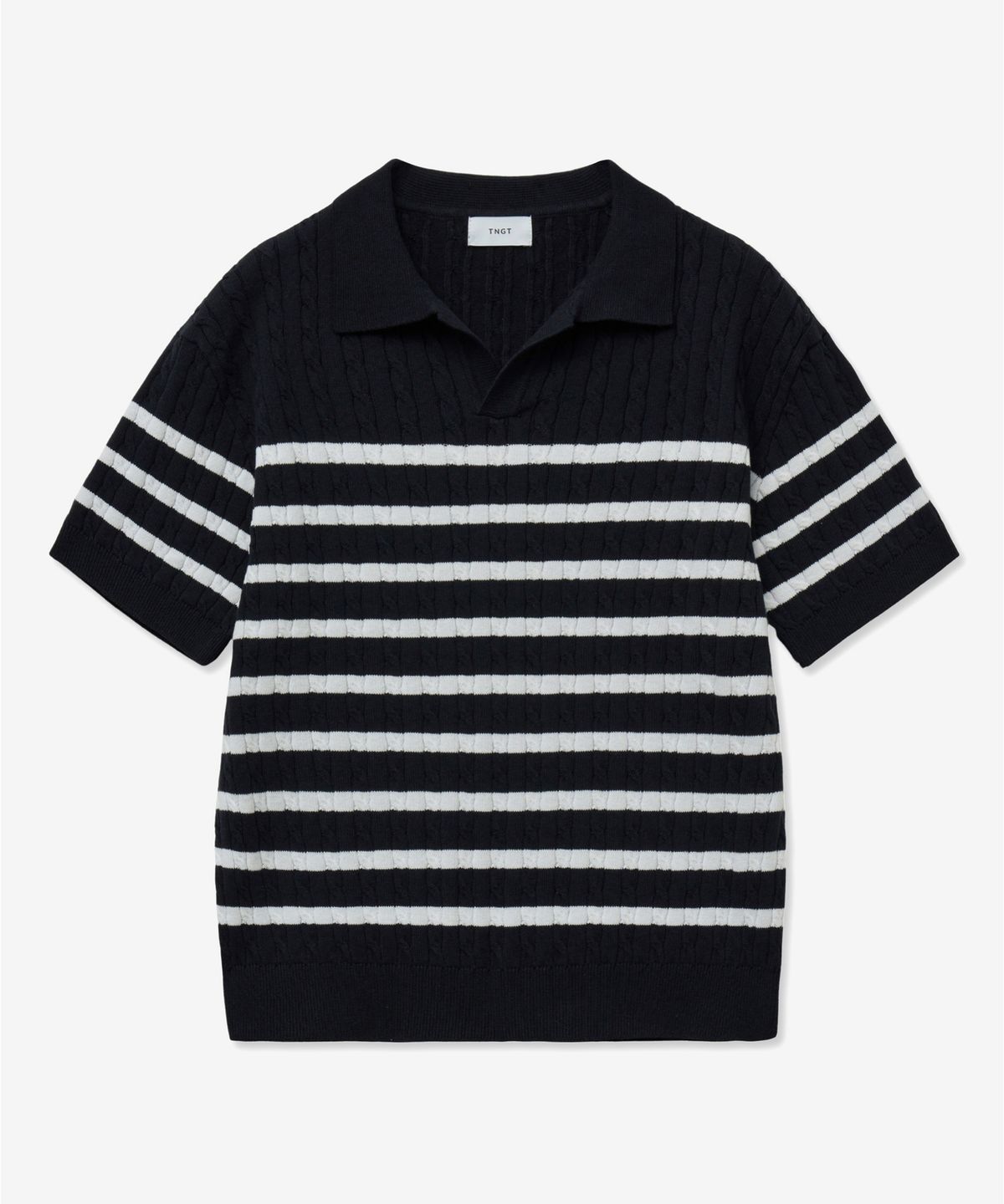 티엔지티(TNGT) Stripe Cable Knit Top (Navy) TNSW5E203N2