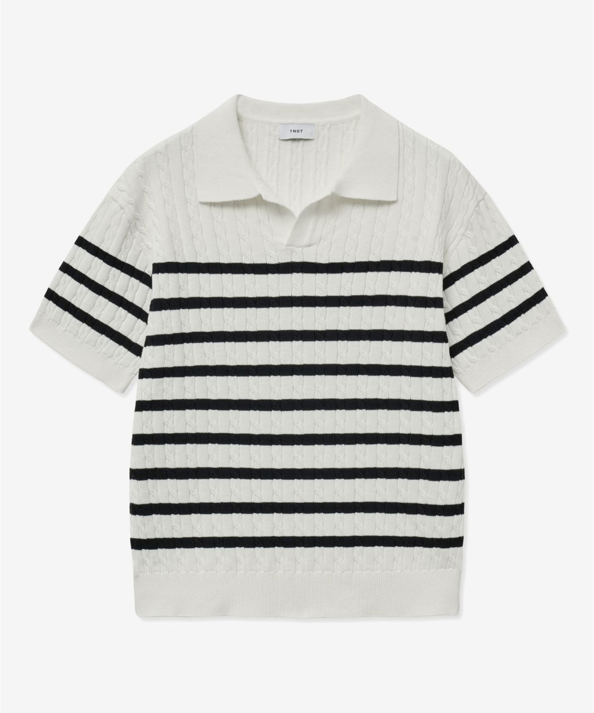 티엔지티(TNGT) Stripe Cable Knit Top (Ivory) TNSW5E203IV