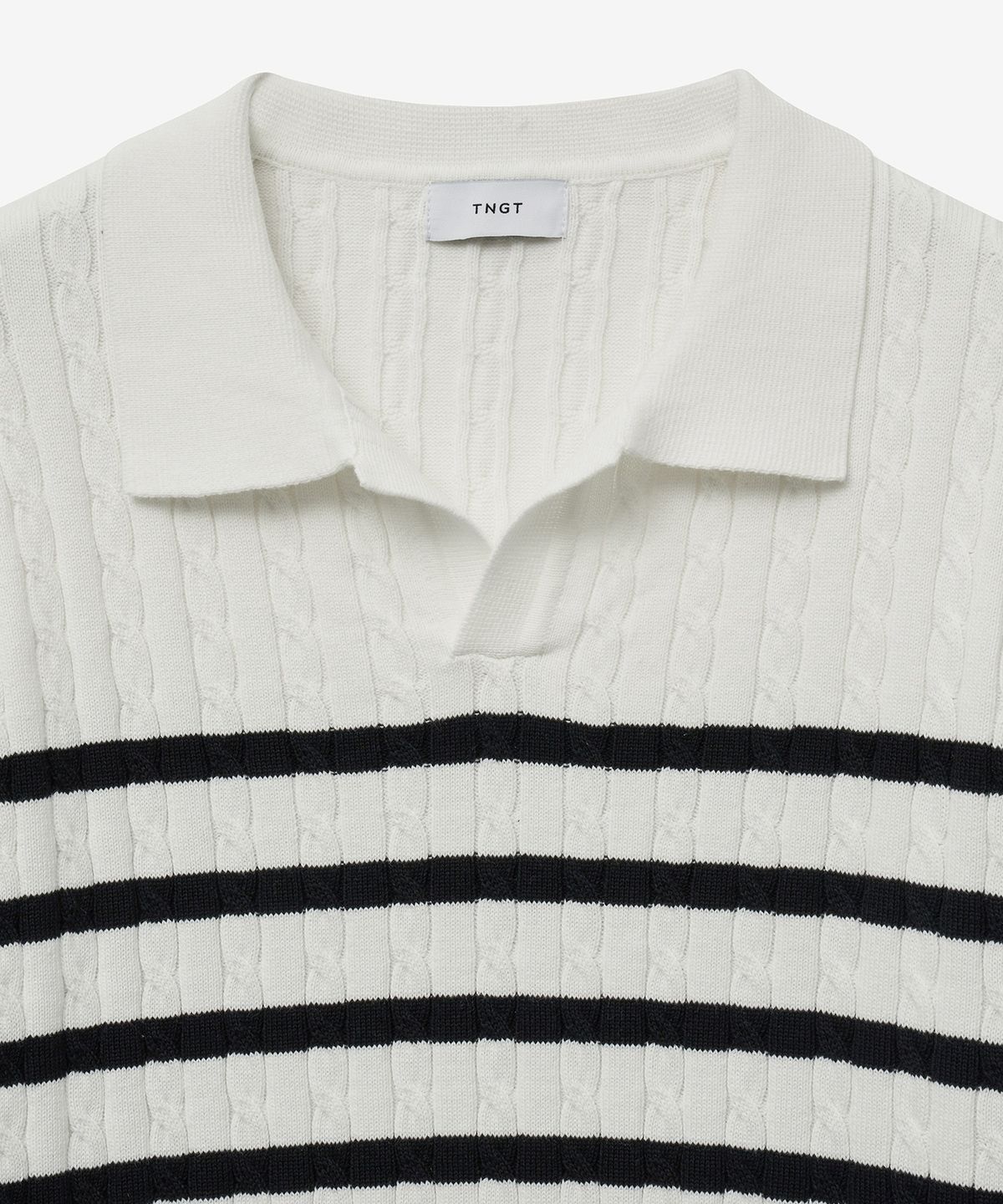 티엔지티(TNGT) Stripe Cable Knit Top (Ivory) TNSW5E203IV