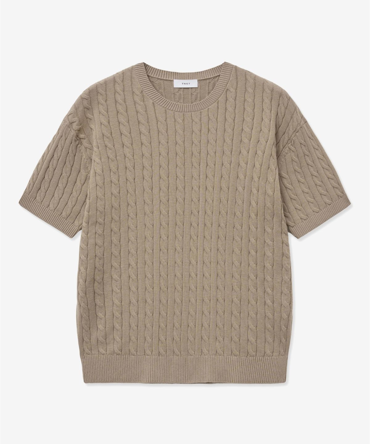티엔지티(TNGT) Essential Cable Knit Top (Tan Beige) TNSW5E204I2