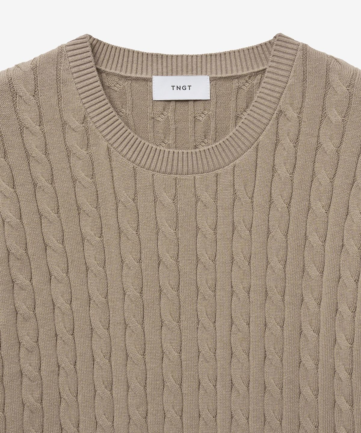 티엔지티(TNGT) Essential Cable Knit Top (Tan Beige) TNSW5E204I2