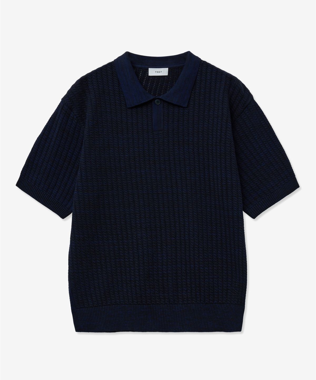 티엔지티(TNGT) Crochet Polo Knit Top (Melange Navy) TNSW5E205N2