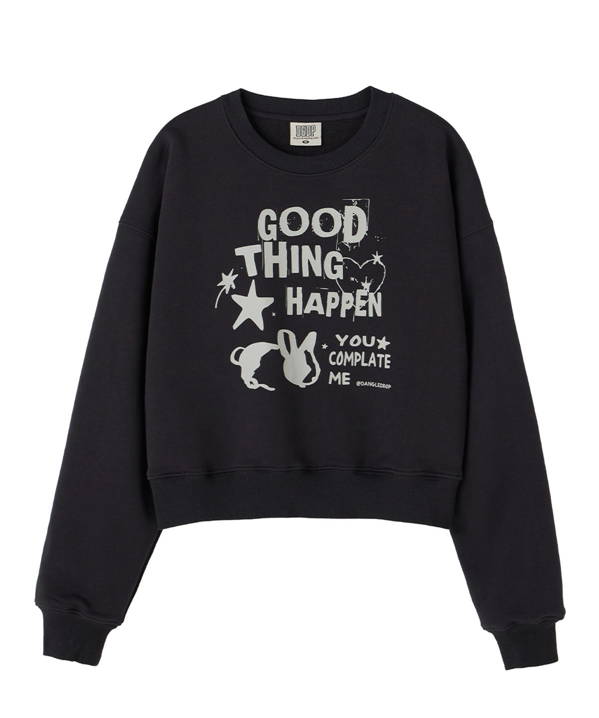 댕글드랍(DANGLEDROP) DGDP GOOD THING 크롭 맨투맨 차콜