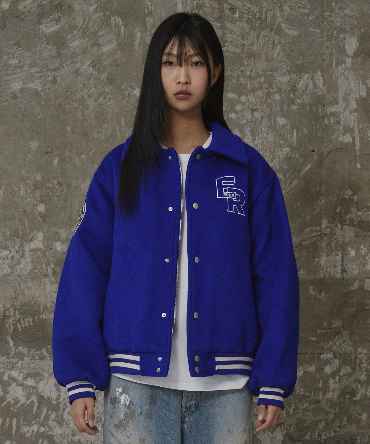 에르에르(ERER) Nautical Varsity Jacket Blue