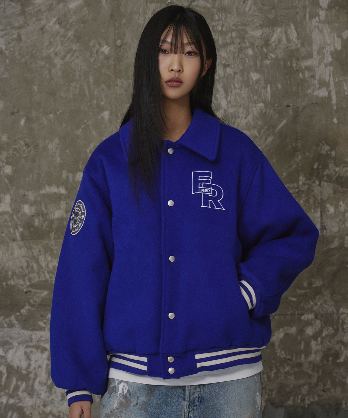 에르에르(ERER) Nautical Varsity Jacket Blue
