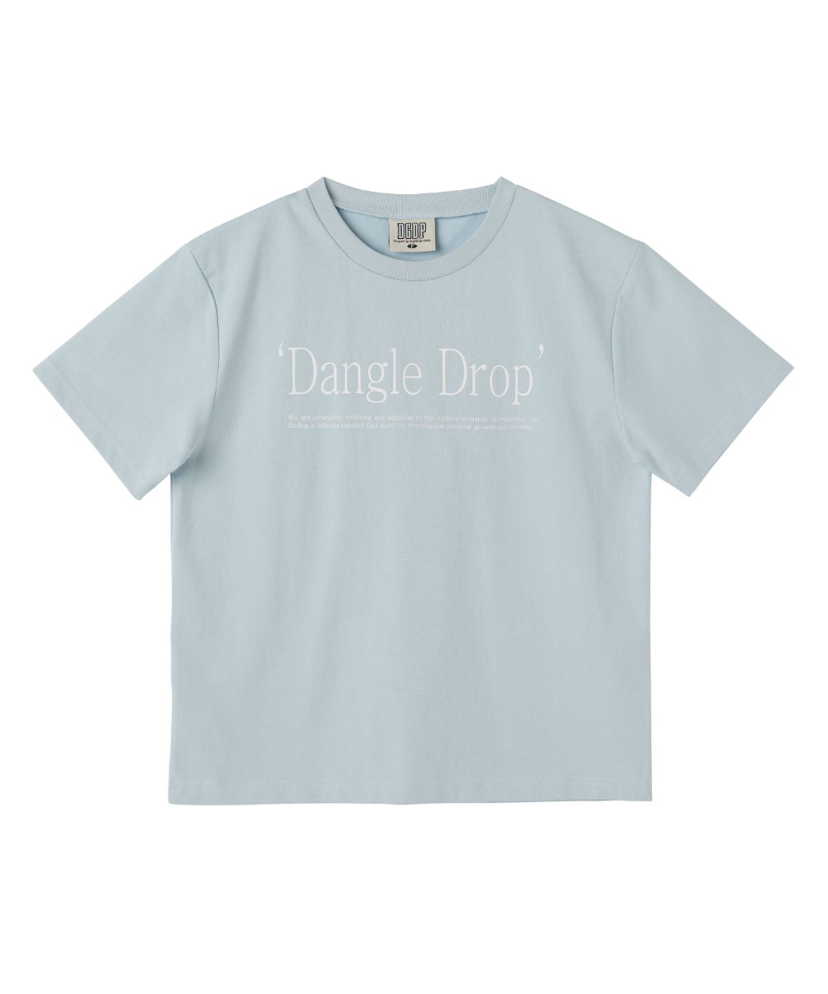 댕글드랍(DANGLEDROP) DGDP 타이포 세미크롭 반팔티셔츠 스카이블루
