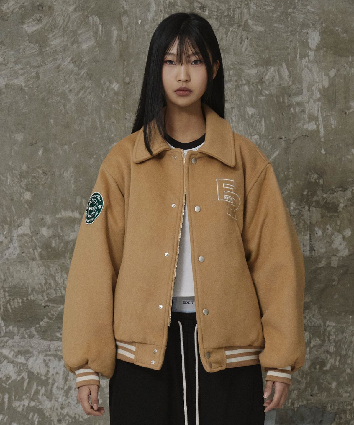 에르에르(ERER) Nautical Varsity Jacket Beige