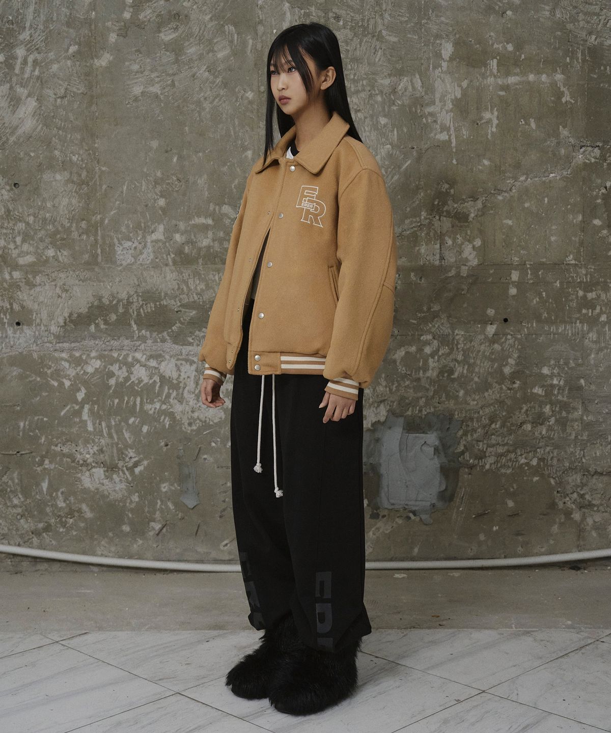 에르에르(ERER) Nautical Varsity Jacket Beige