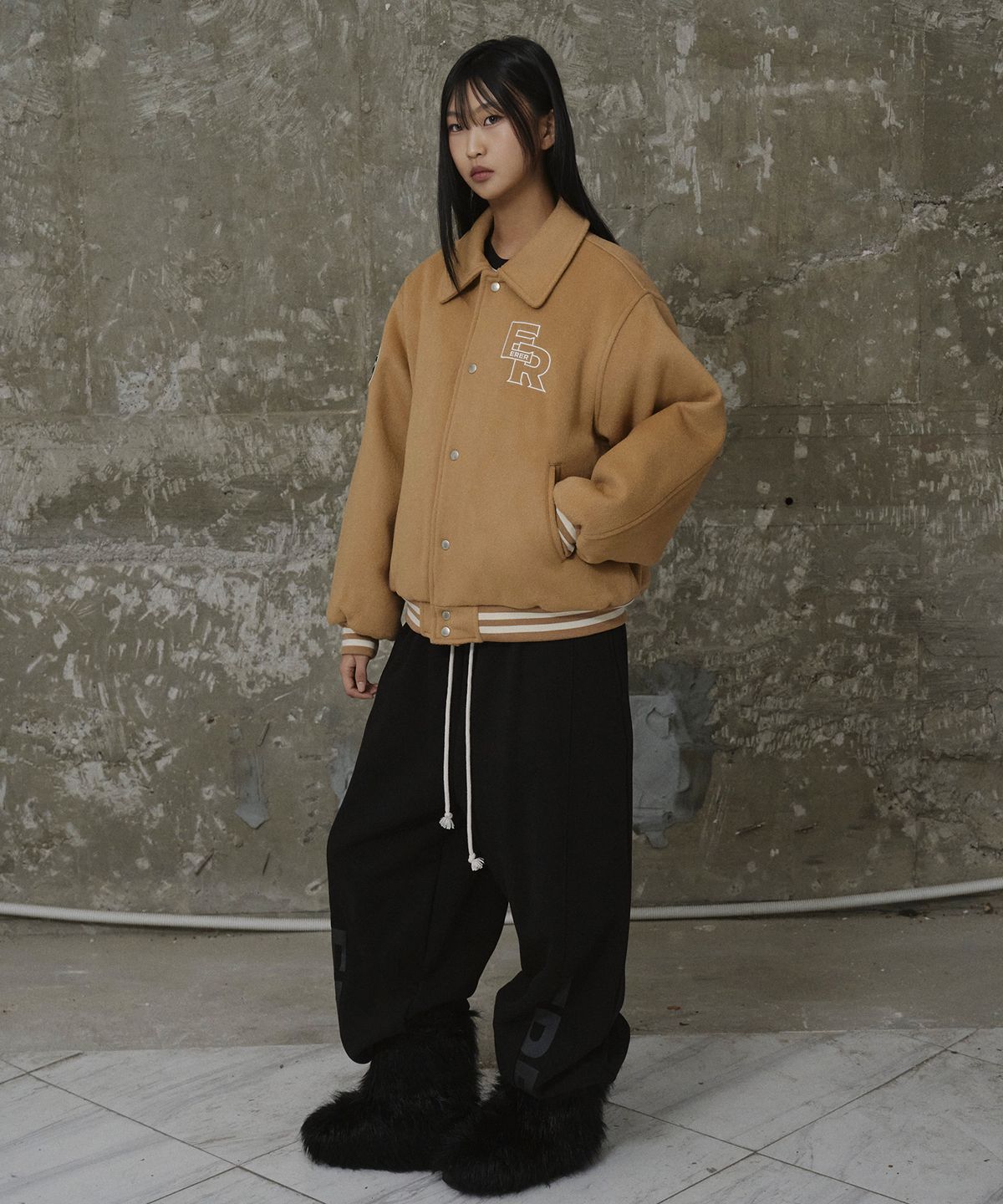 에르에르(ERER) Nautical Varsity Jacket Beige
