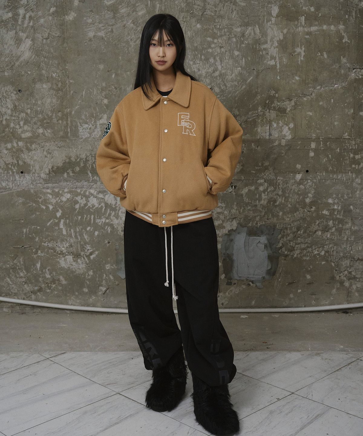에르에르(ERER) Nautical Varsity Jacket Beige