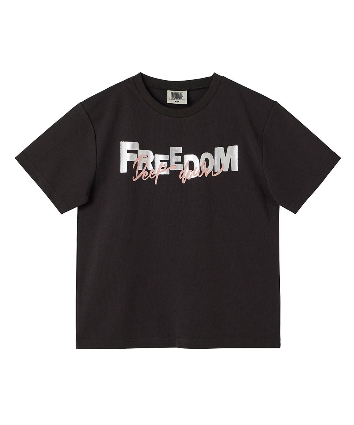 댕글드랍(DANGLEDROP) DGDP FREEDOM 세미 크롭 반팔티셔츠 차콜
