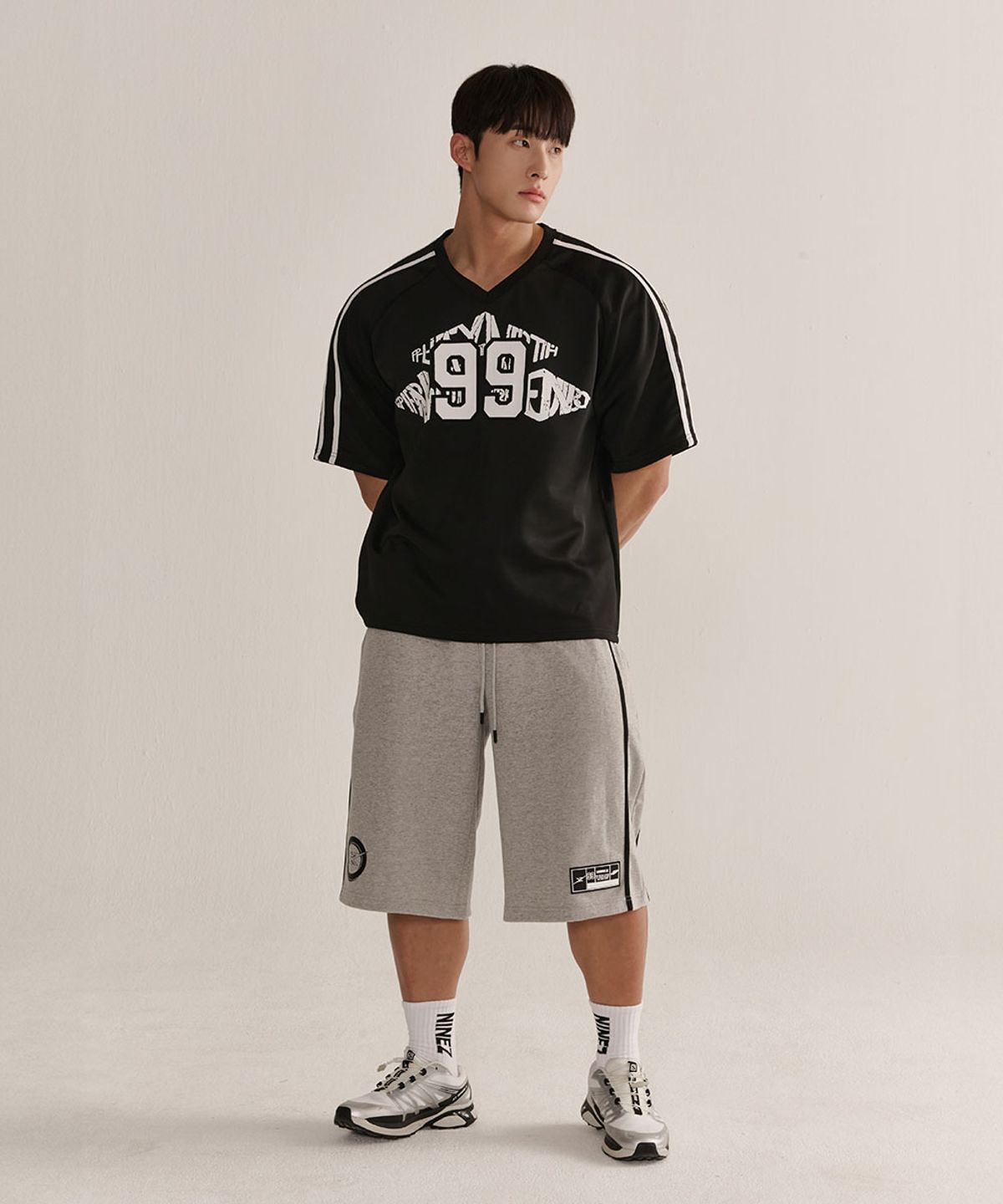 나인제트(NINEZ) 사이드 테잎 캐주얼 버뮤다 팬츠_2color