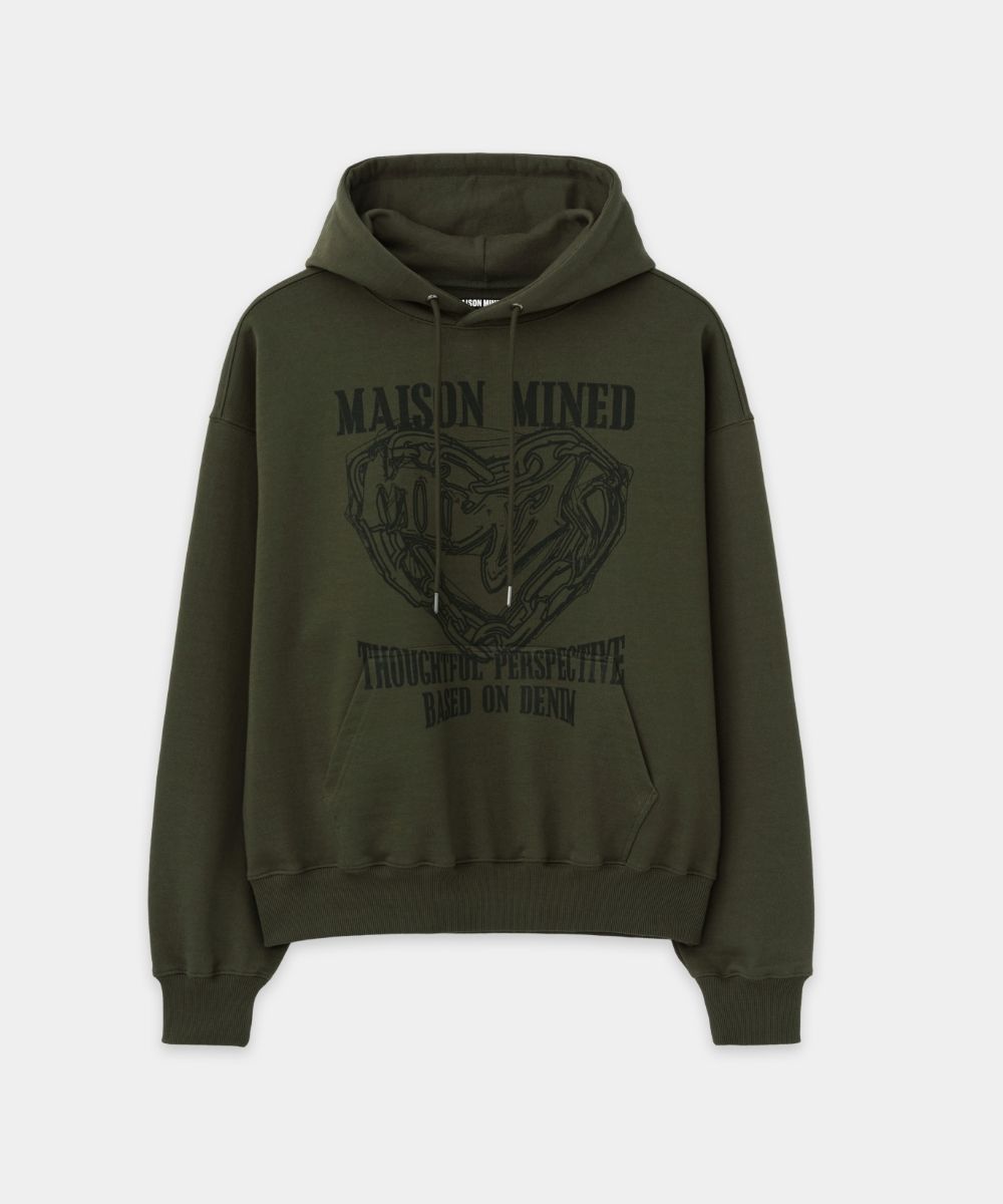 MUSINSA | MAISON MINED DOODLE HEART HOODIE KHAKI