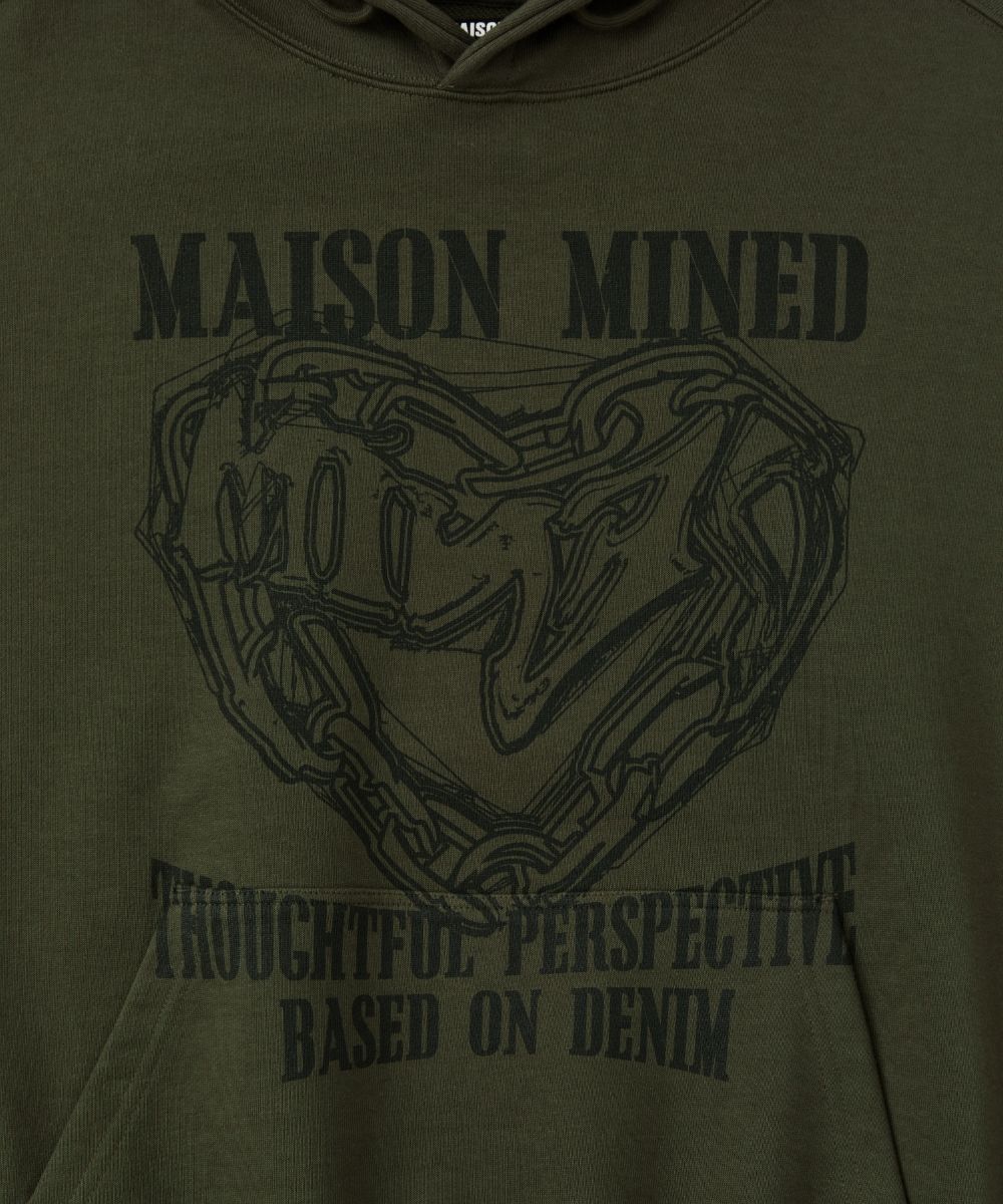 MUSINSA | MAISON MINED DOODLE HEART HOODIE KHAKI